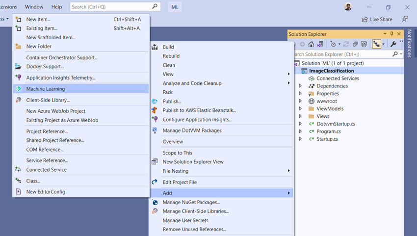 Image classification in web applications with ML.NET